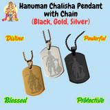 Lord Hanuman Chalisa Locket with Gada Micro-carved Tag Stainless Steel Hanuman Necklace