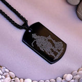 Lord Hanuman Chalisa Locket with Gada Micro-carved Tag Stainless Steel Hanuman Necklace