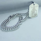Lord Hanuman Chalisa Locket with Gada Micro-carved Tag Stainless Steel Hanuman Necklace